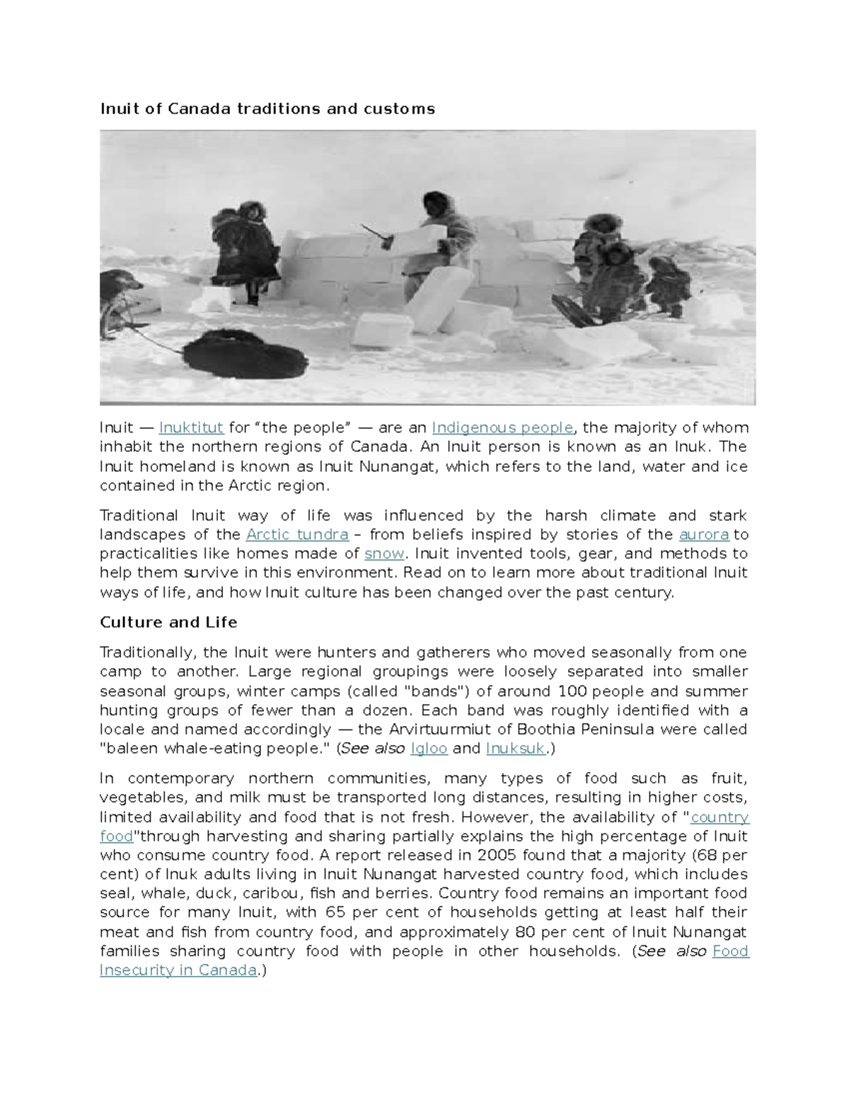 Econ Dev - REVIEWER - Inuit of Canada traditions and customs Inuit ...