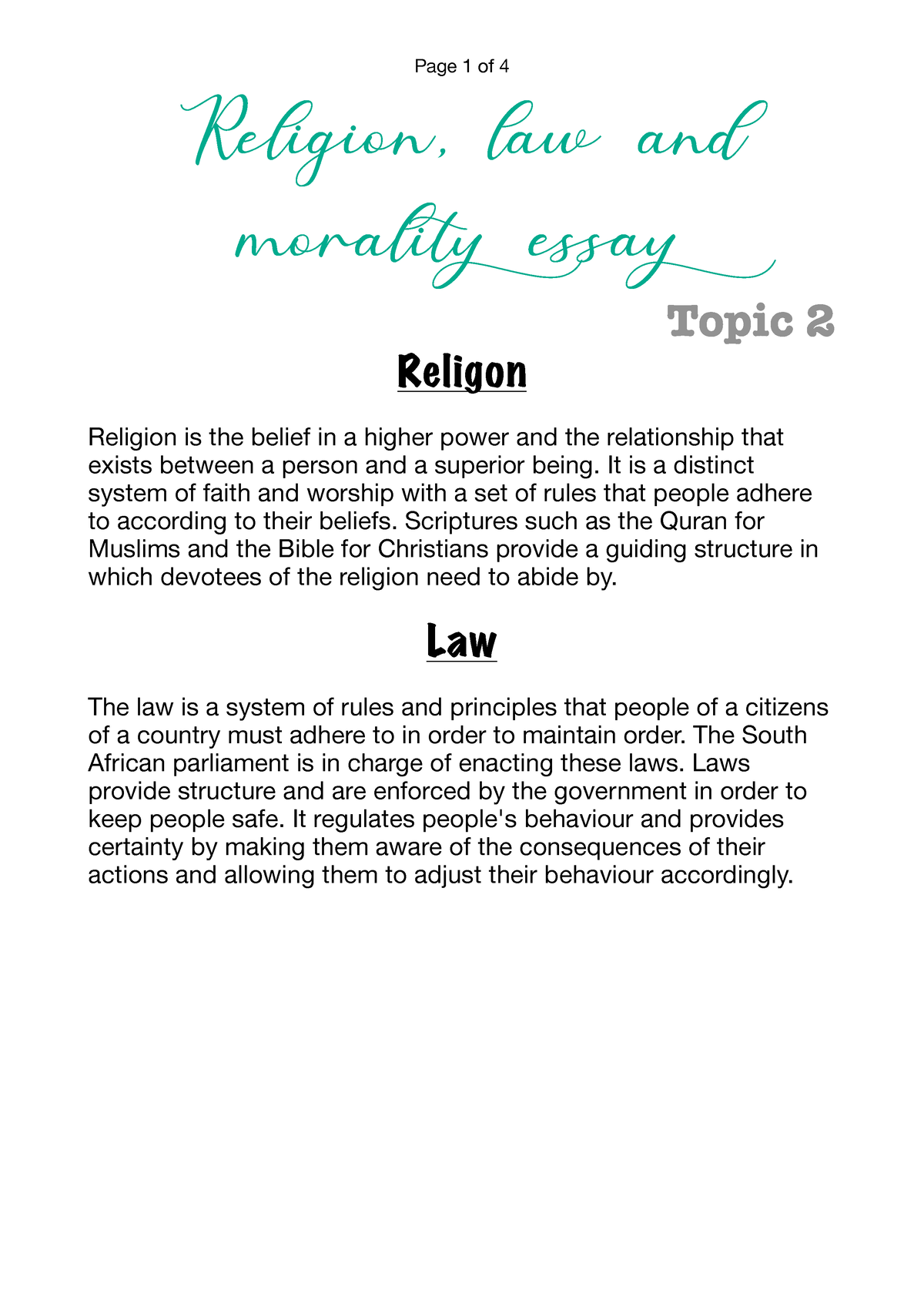 law and morality essay a level law