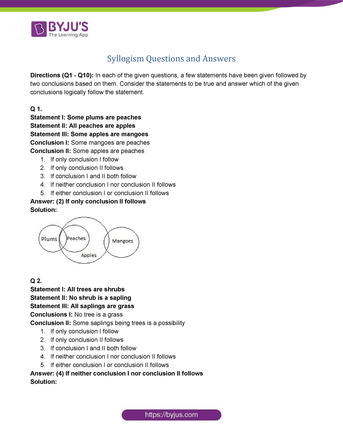 Syllogism Questions And Answers - Syllogism Questions And Answers ...