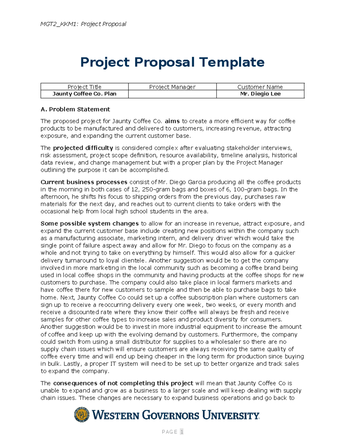 IT Project Management Task 1 - MGT2_KKM1: Project Proposal Project ...