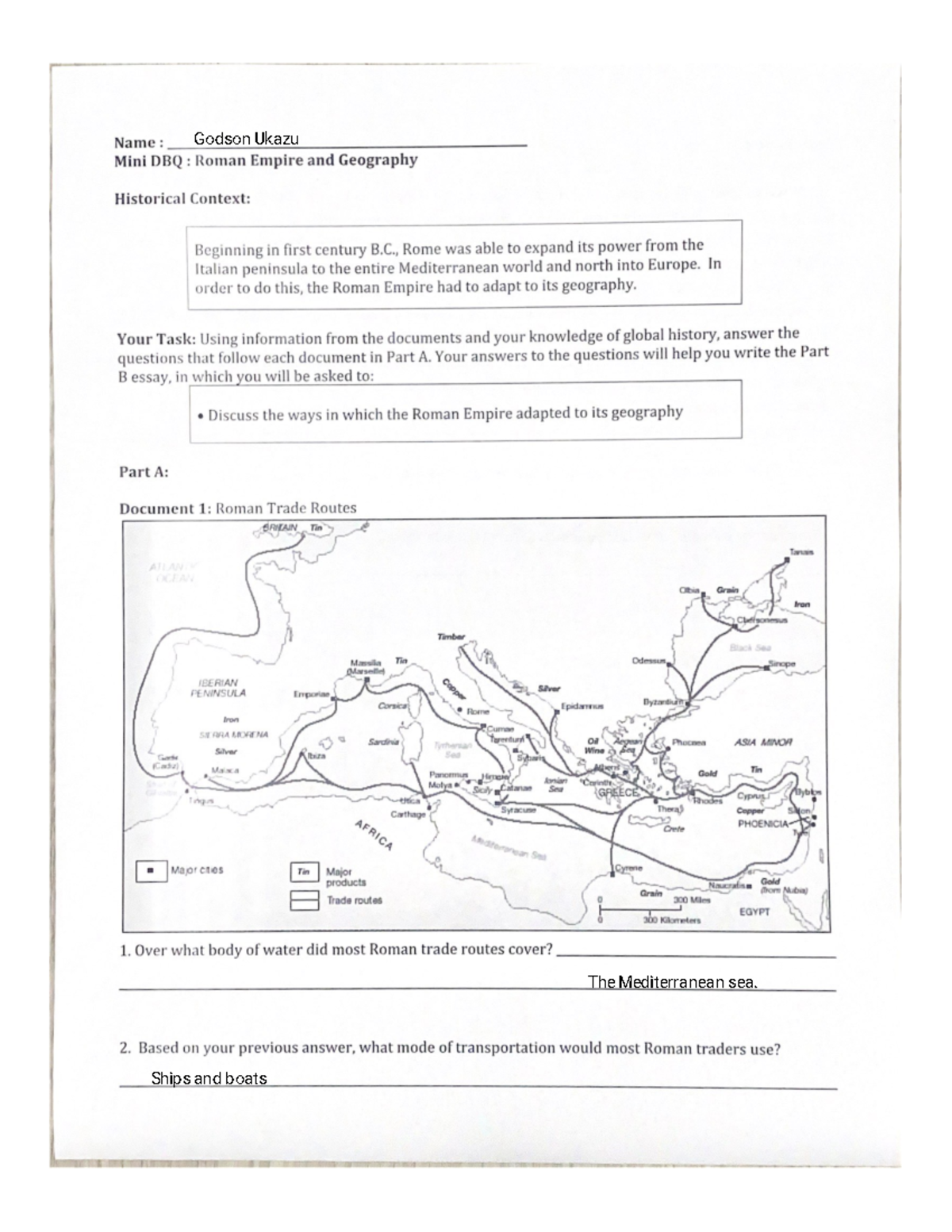 Mini DBQ Roman Empire and Geography good Studocu