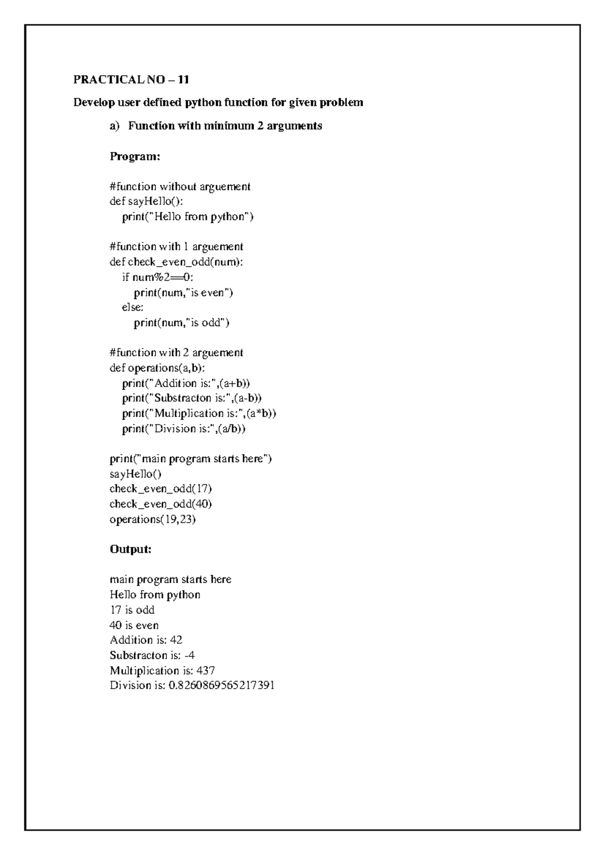 Practical NO-11-16(PWP) - PRACTICAL NO – 11 Develop user defined python ...