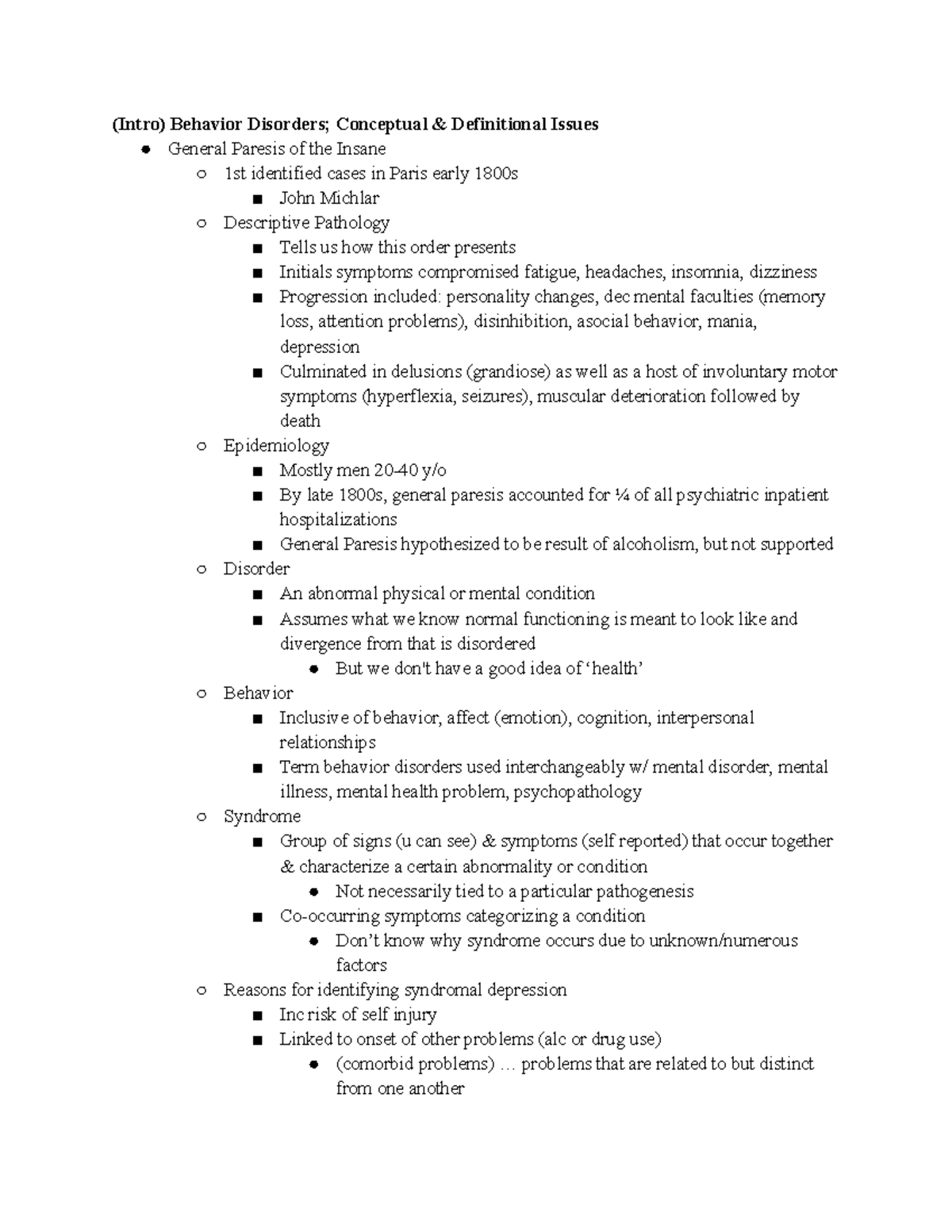 Introduction Notes - (Intro) Behavior Disorders; Conceptual ...