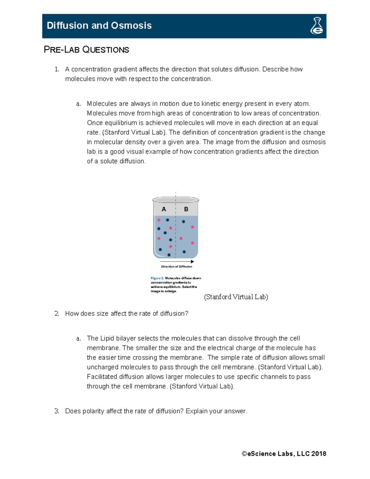 Bio 111 lab Diffusion Osmosis2 PRELAB QUESTIONS 1. A concentration