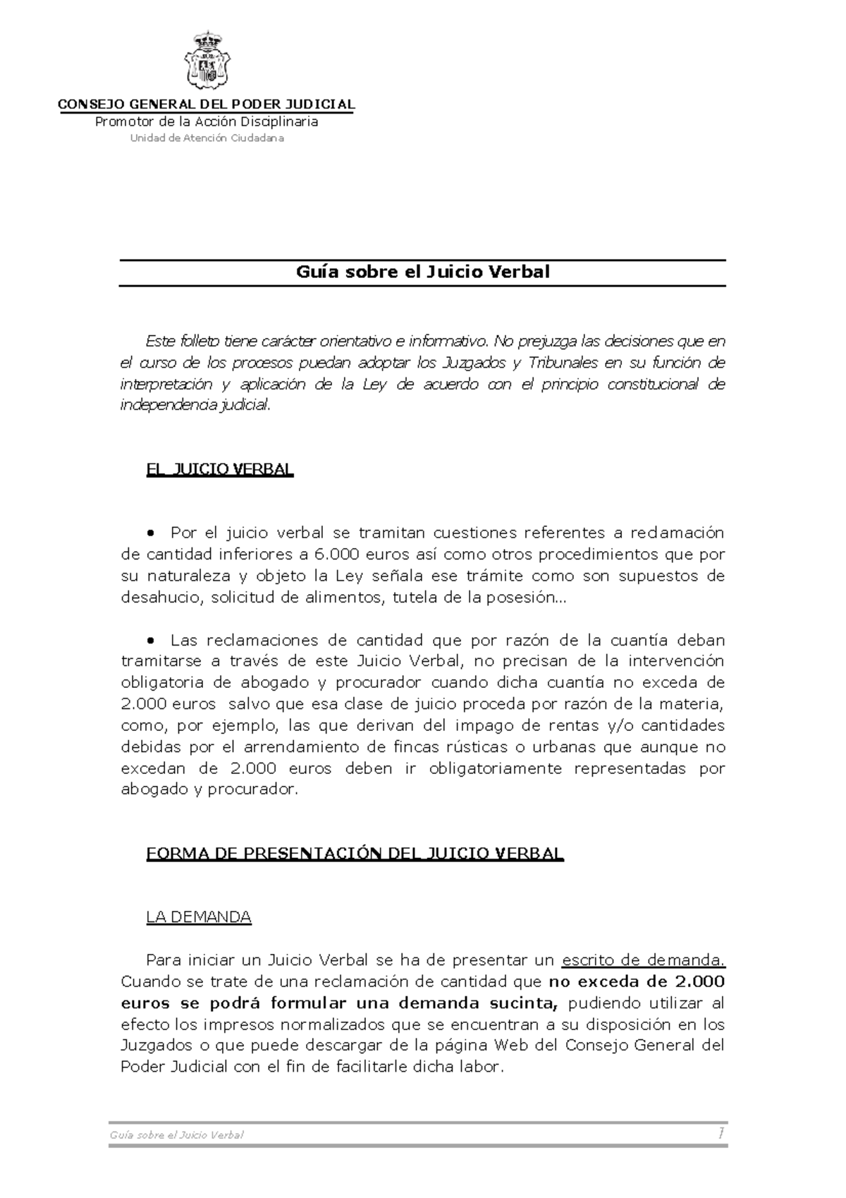 2016 0922 Guía Sobre El Juicio Verbal - Promotor De La AcciÛn 