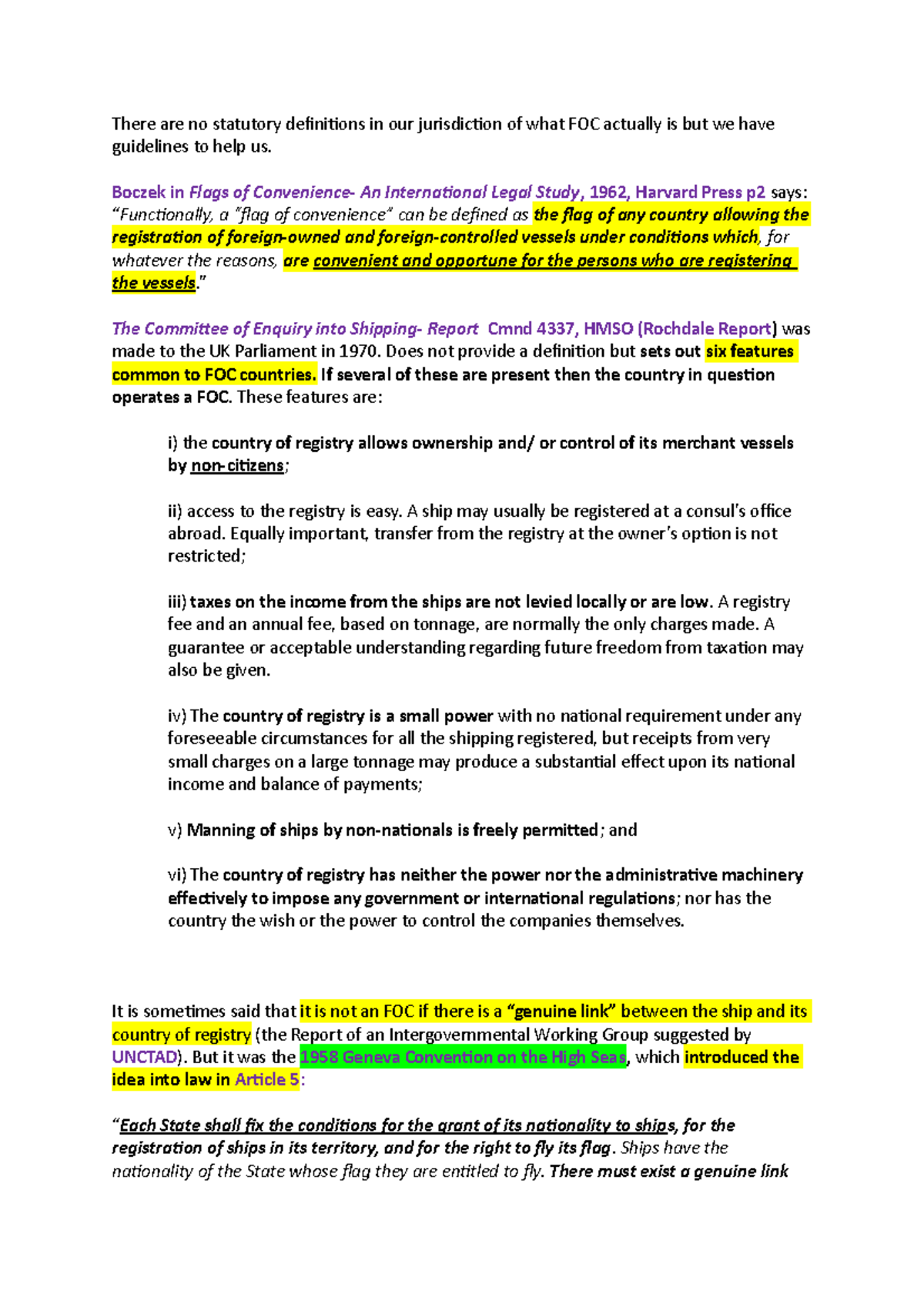 Lecture 3 Flags of Convenience There are no statutory definitions in