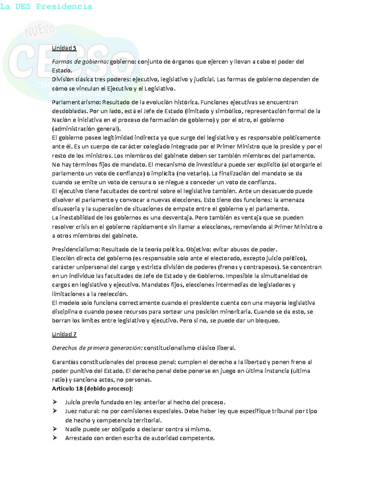 Resumen segundo parcial-1 - Unidad 5 Formas de gobierno: gobierno ...