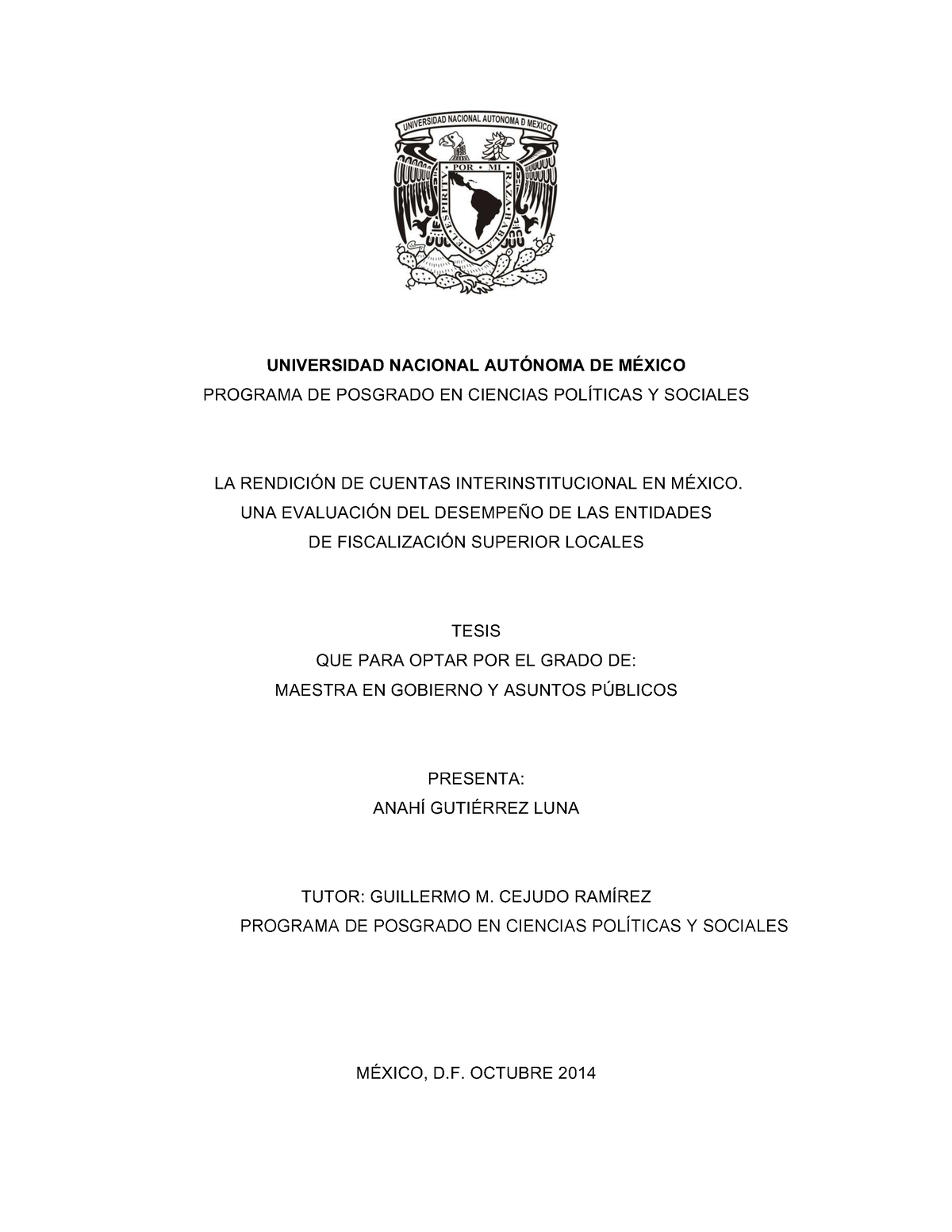 Tesis LA Rendicion DE Cuentas Interinsti - UNIVERSIDAD NACIONAL ...