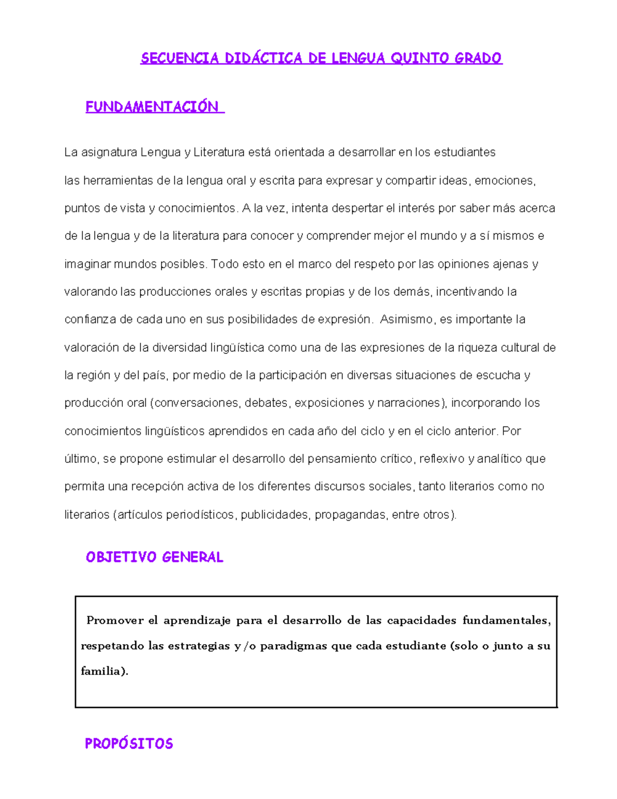 Secuencia Didáctica DE Lengua Quinto Grado - SECUENCIA DIDÁCTICA DE ...
