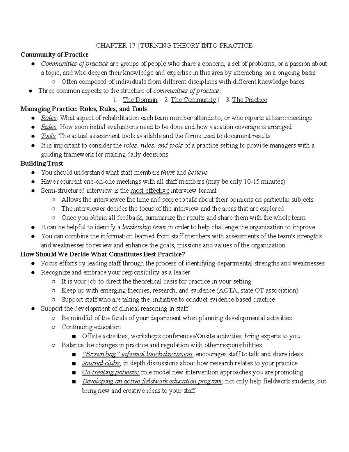 Turning Theory into Practice - Handout - CHAPTER 17 | TURNING THEORY ...