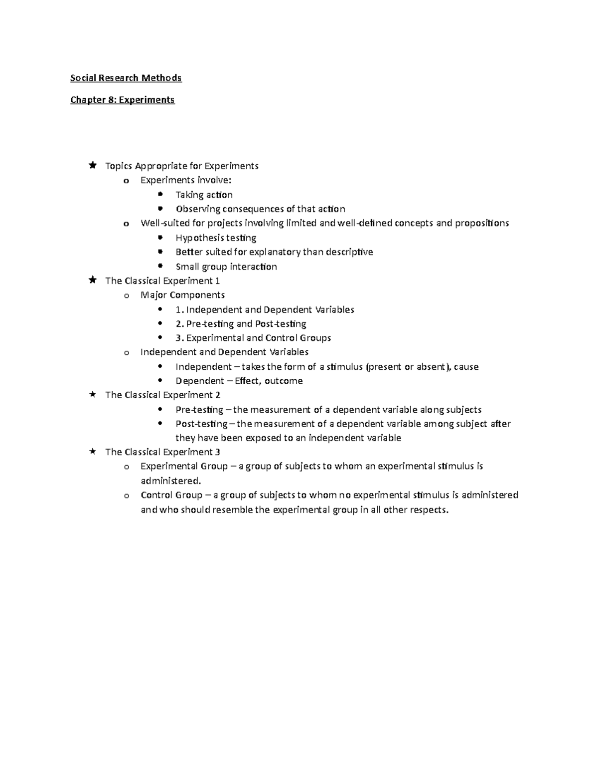 Social Research Methods Chapter 8 Experiments - Independent and ...