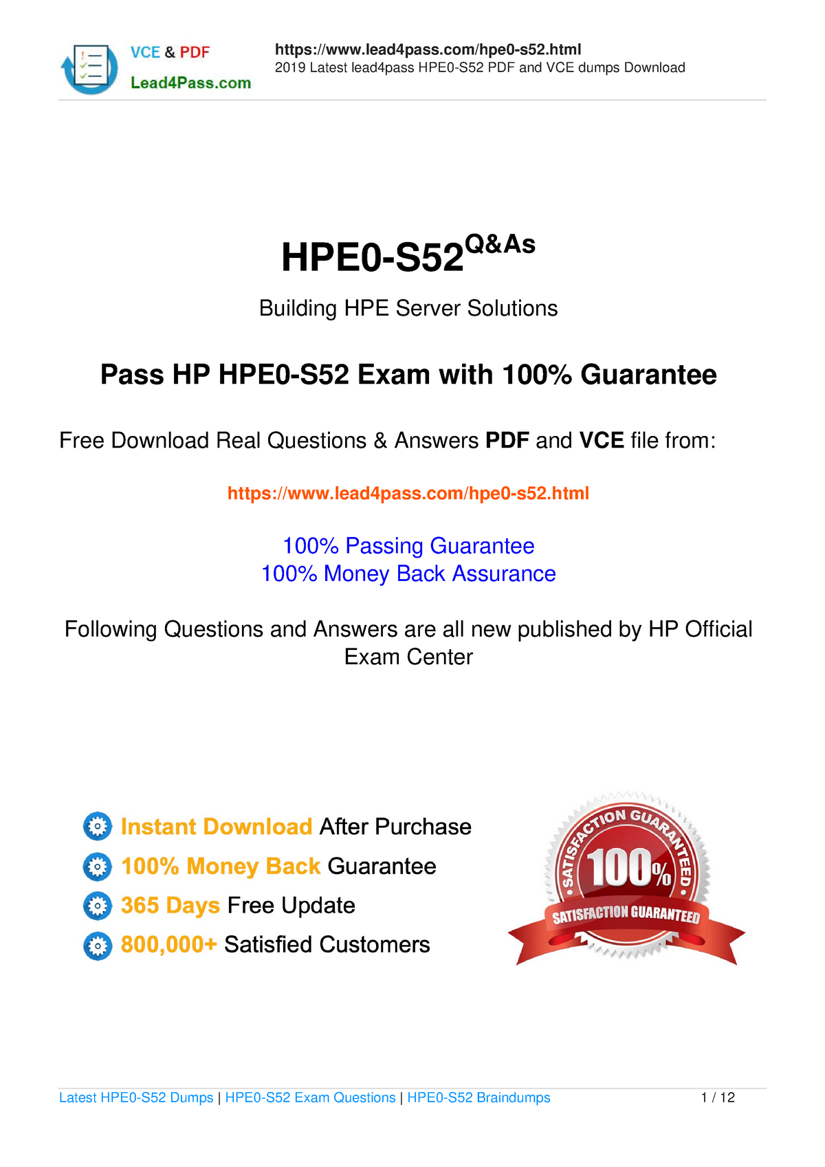 Latest HP HPE ATP-Server Solutions V4 HPE0-S52 Exam Questions And ...