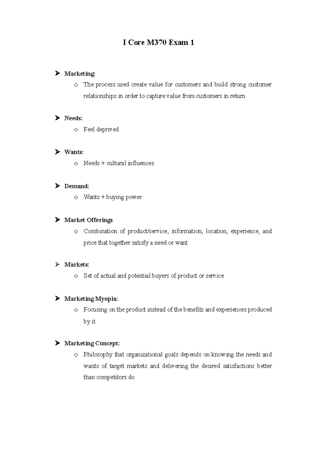 I Core M370 Exam 1 - Practice notes for the first exam - I Core M370 ...