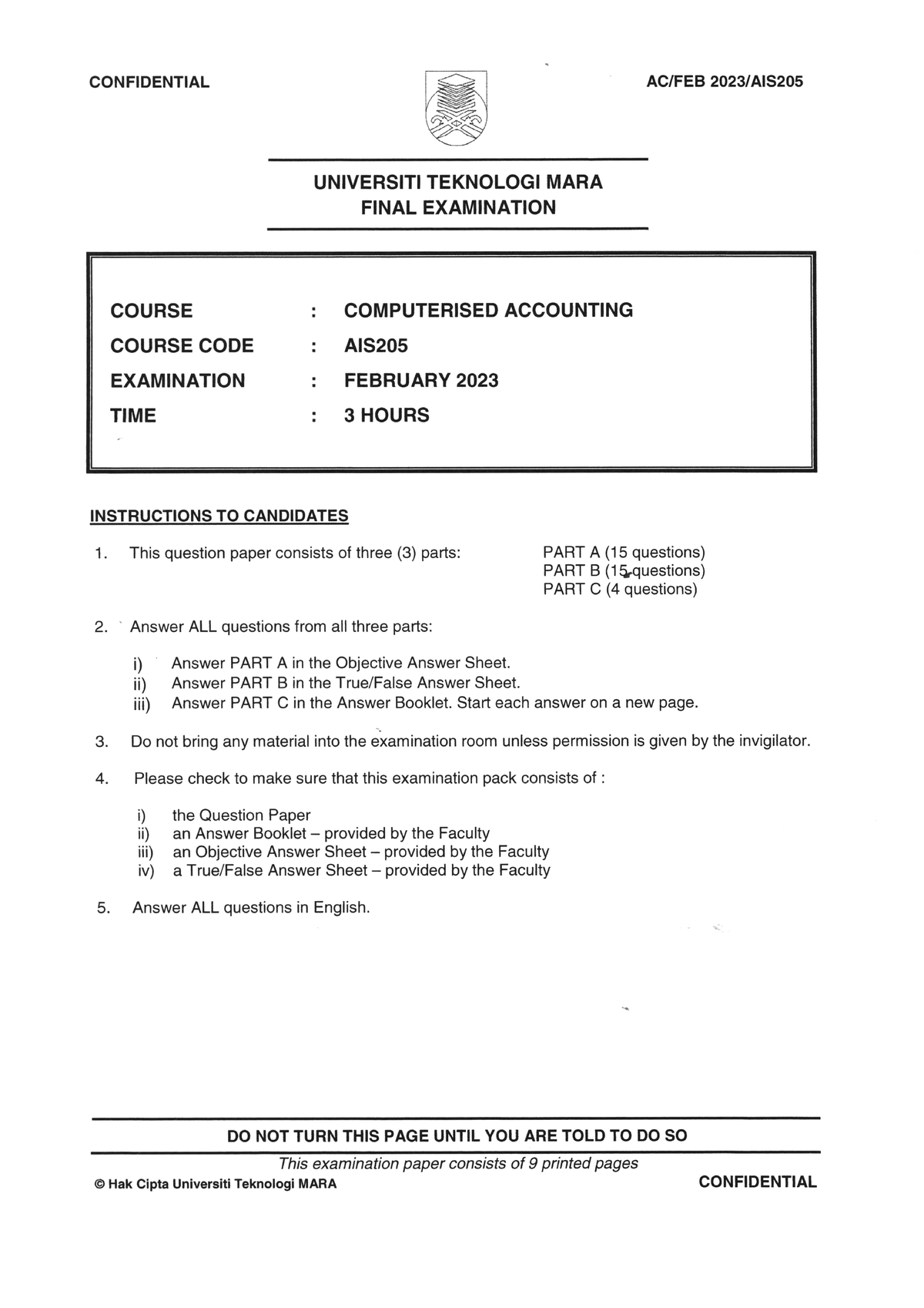 Faculty Accountancy 2023 Session 1 PRA Diploma DAN Diploma AIS205 - Studocu