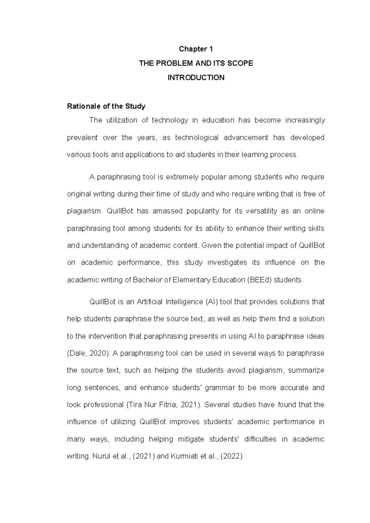 BEEd3A Group 2 -edited-1- Chapter 1-1 - Chapter 1 THE PROBLEM AND ITS ...