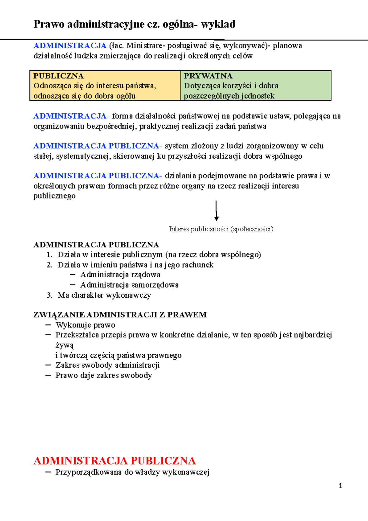 PA-wykład - Notatki Z Zajęć - Prawo Administracyjne Cz. Ogólna- Wykład ...