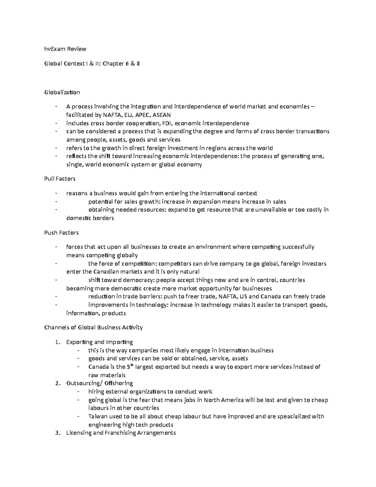 ADMS 1000 Exam Review - Lecture notes FINAL EXAM - hvExam Review Global ...