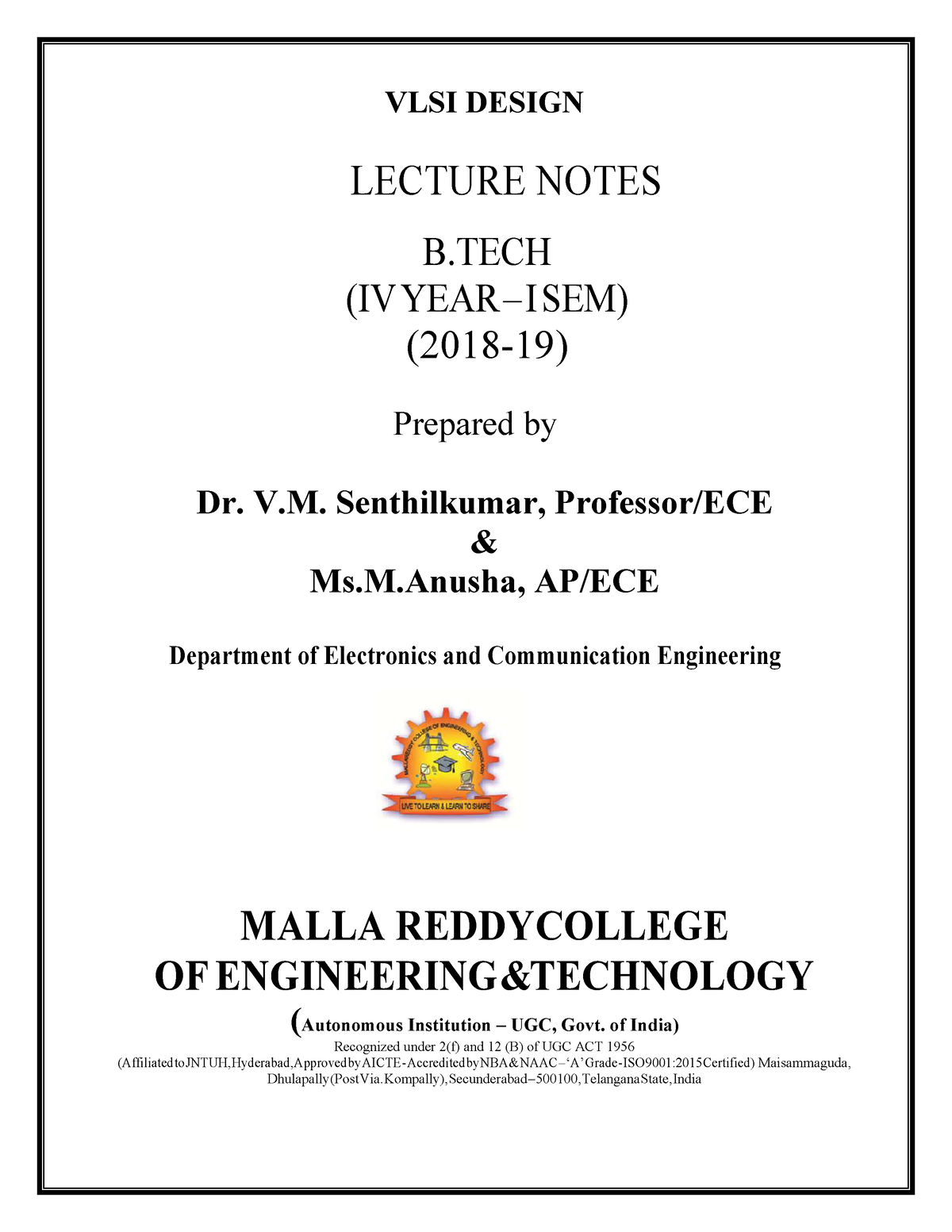 1.VLSI Design - VLSI DESIGN LECTURE NOTES B (IV YEAR – I SEM) (2018-19 ...