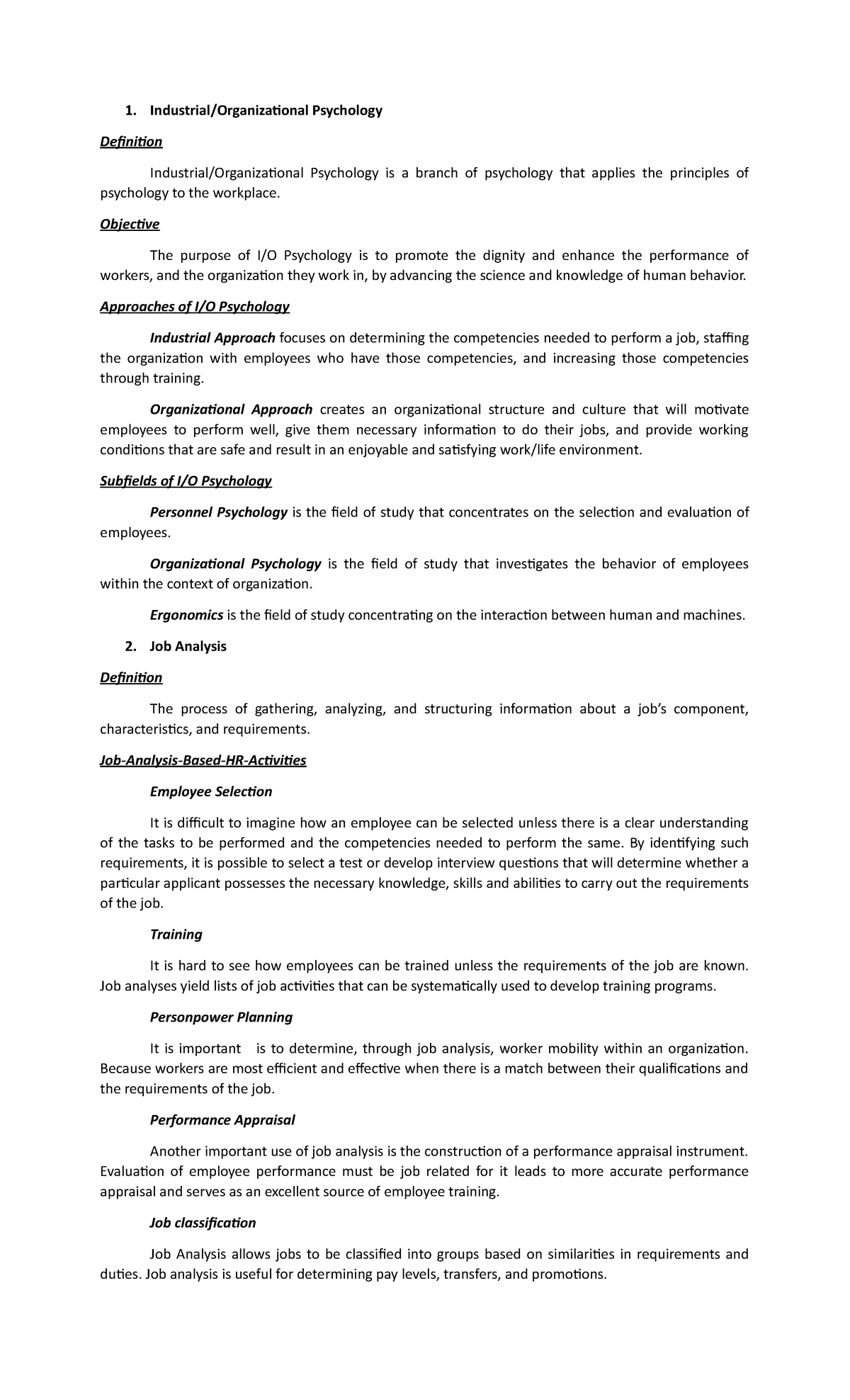 Industrial Psychology Lecture 1 1 1 Industrial Organizational 