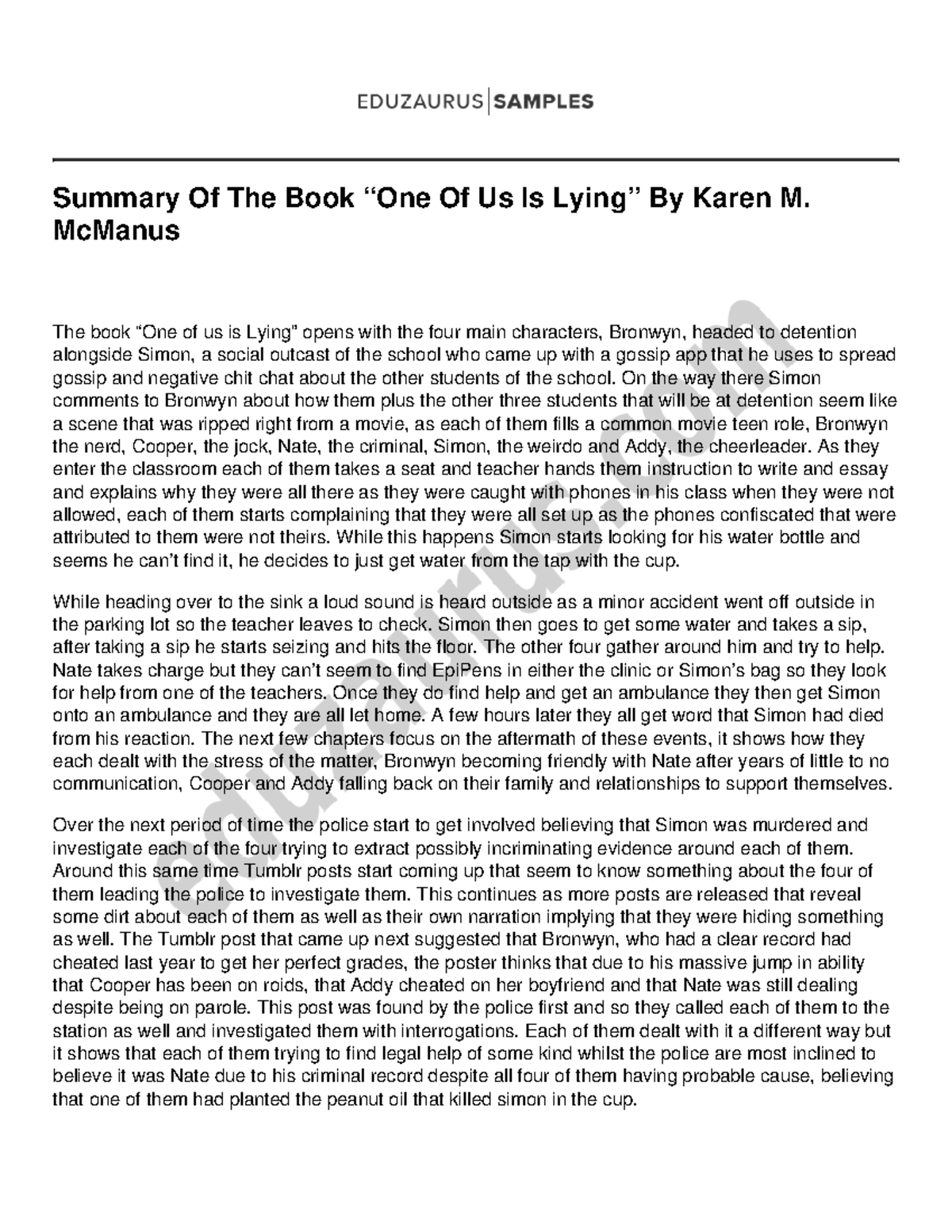 summary-of-the-book-one-of-us-is-lying-by-karen-m-mcmanus-the-book