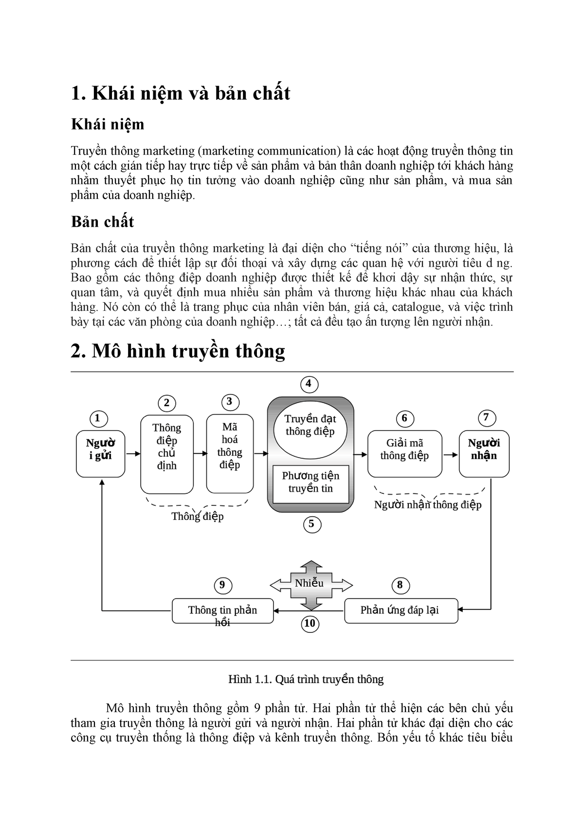 Quản trị truyền thông MKT - 1. Khái niệm và bản chất Khái niệm Truyền thông marketing (marketing - Studocu