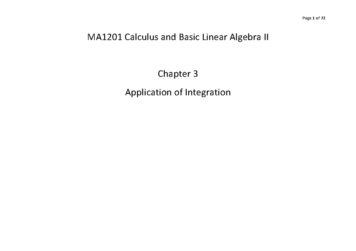 Ch3 Application of Integration - Page 1 of 72 MA1201 Calculus and Basic ...
