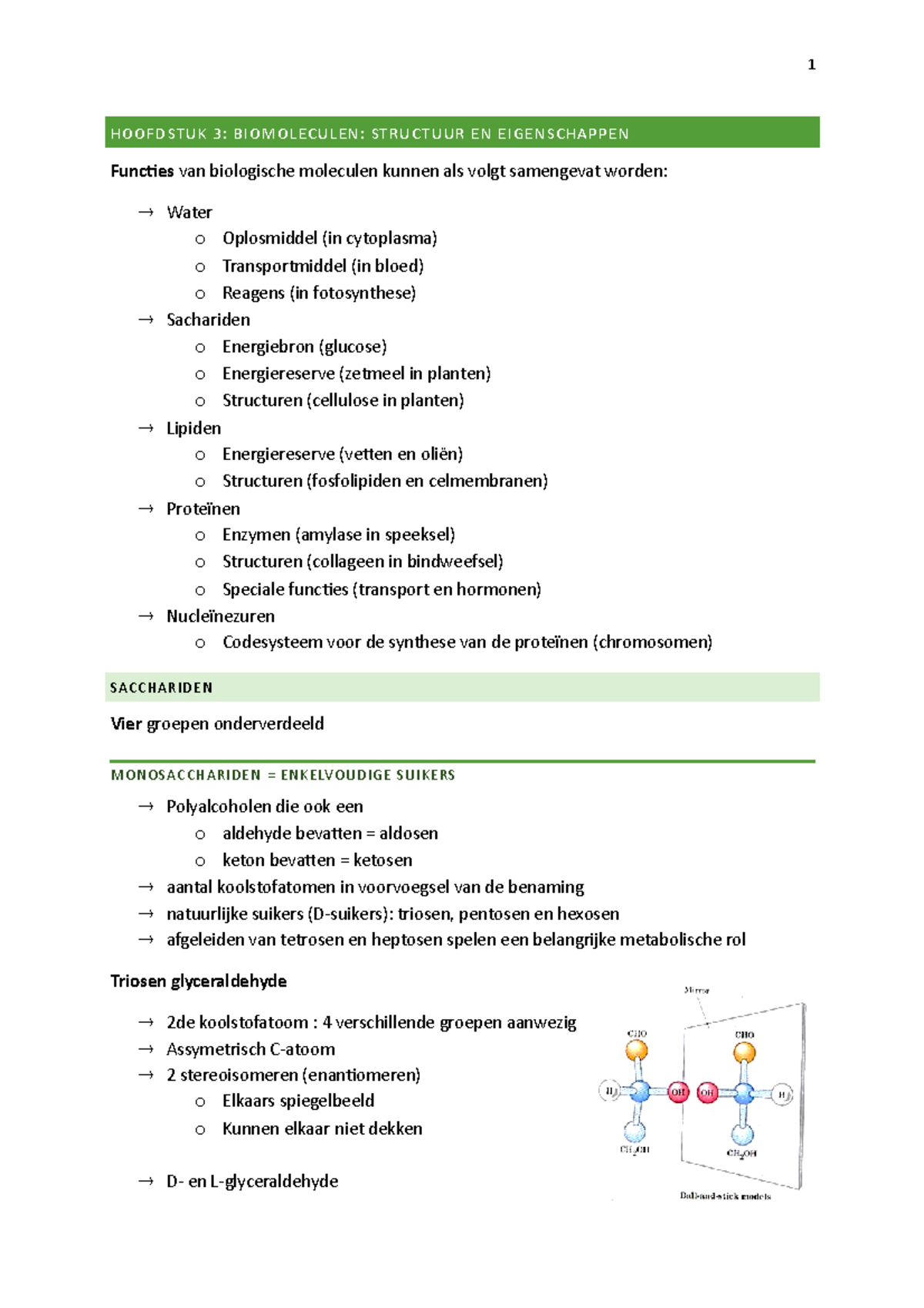 Biochemie Hoofdstuk 3 - Boek 1 - HOOFDSTUK 3: BIOMOLECULEN: STRUCTUUR ...