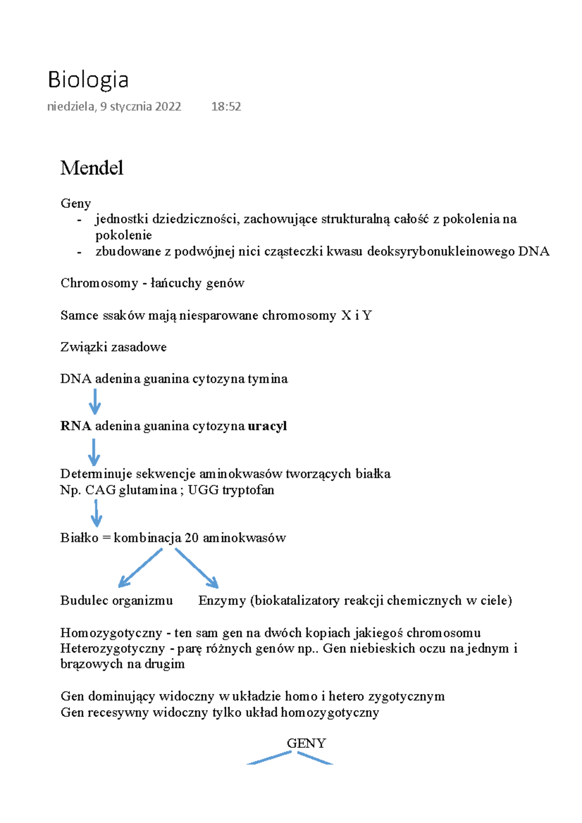 Biologia Pdf - Notatki Z Wykładu 1 - Mendel Geny Jednostki ...