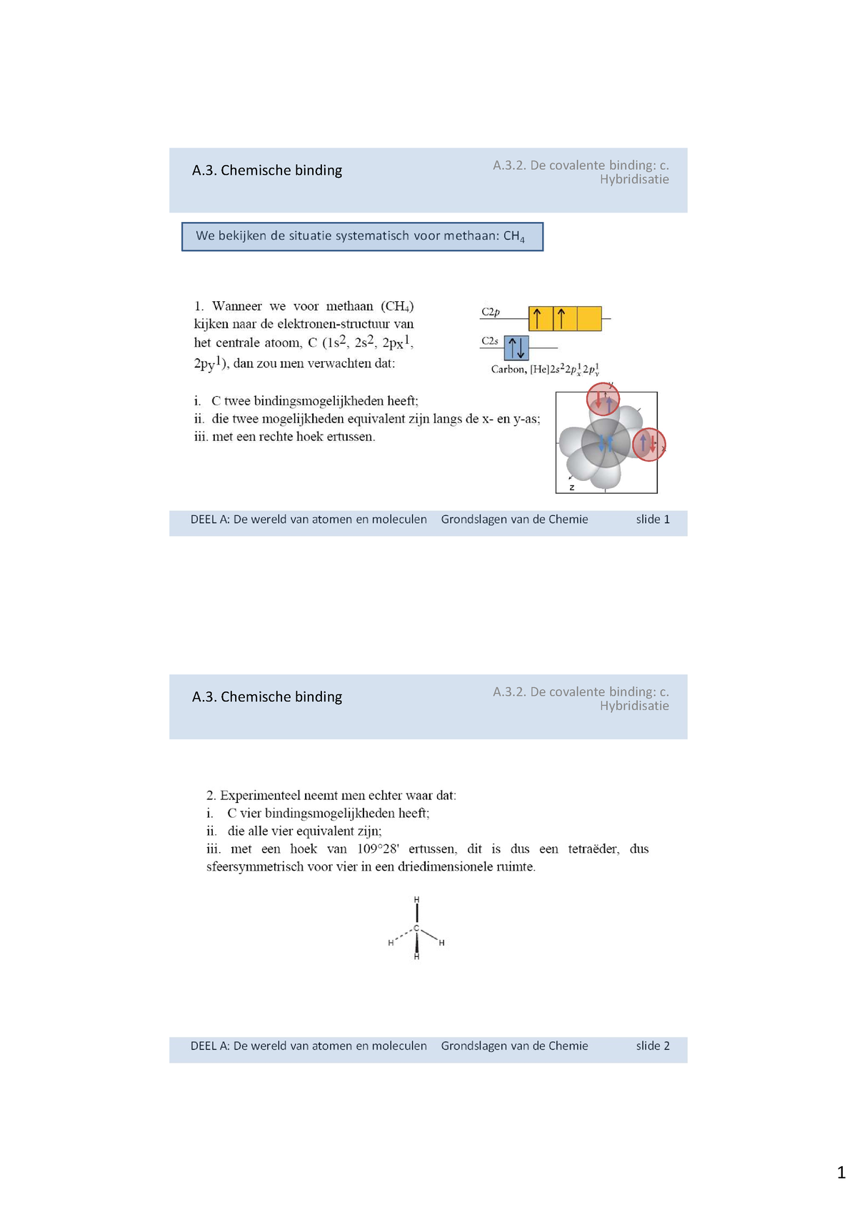 Hybridisatie - DEEL A: De Wereld Van Atomen En Moleculen Grondslagen ...