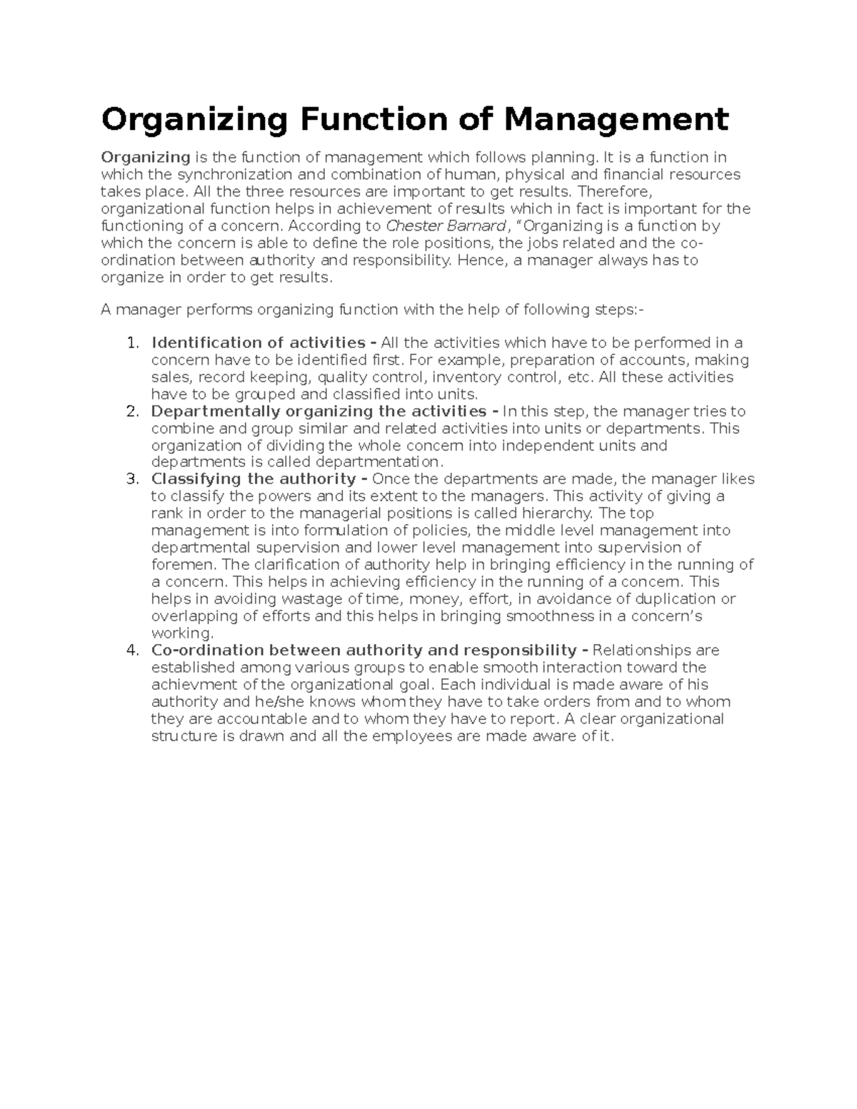 Organizing - Organising function - Organizing Function of Management ...