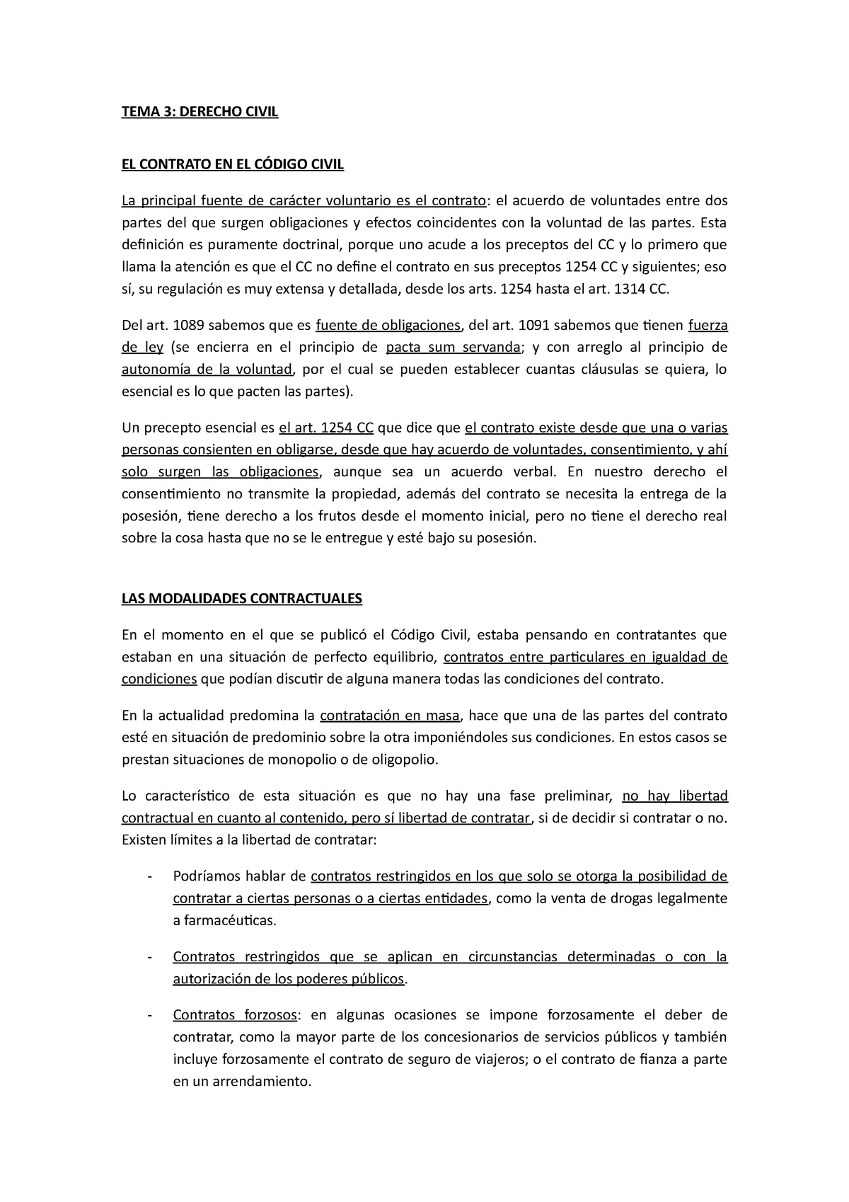 Tema 3 Derecho Civil 2 Apuntes Tema 3 Derecho Civil El Contrato En El CÓdigo Civil La 3474