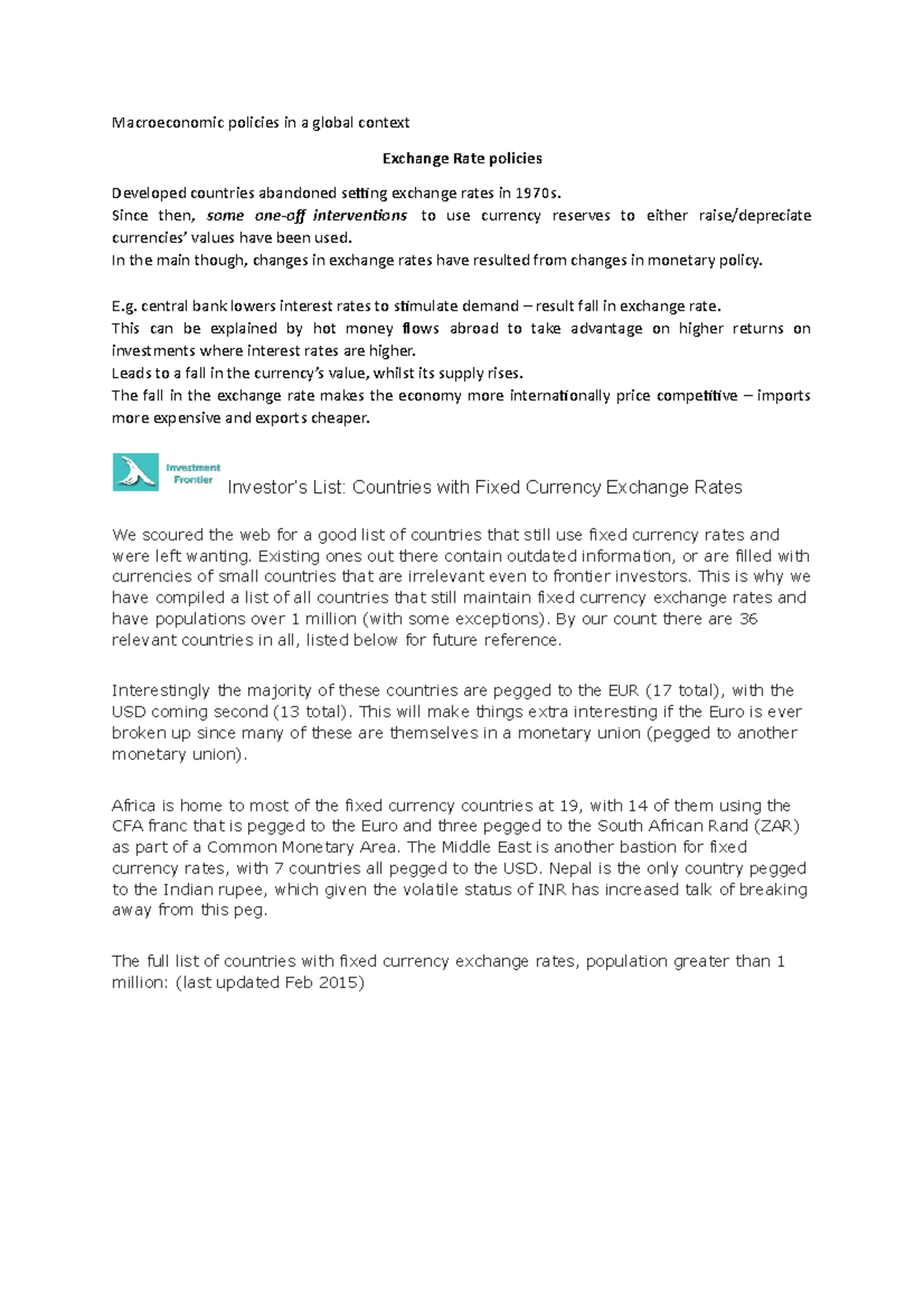 4 5 4a Macroeconomic Policies In A Global Context Exchange RATE