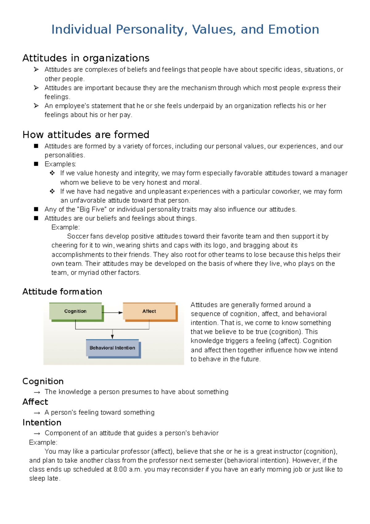 Individual Personality - Attitudes are important because they are the ...