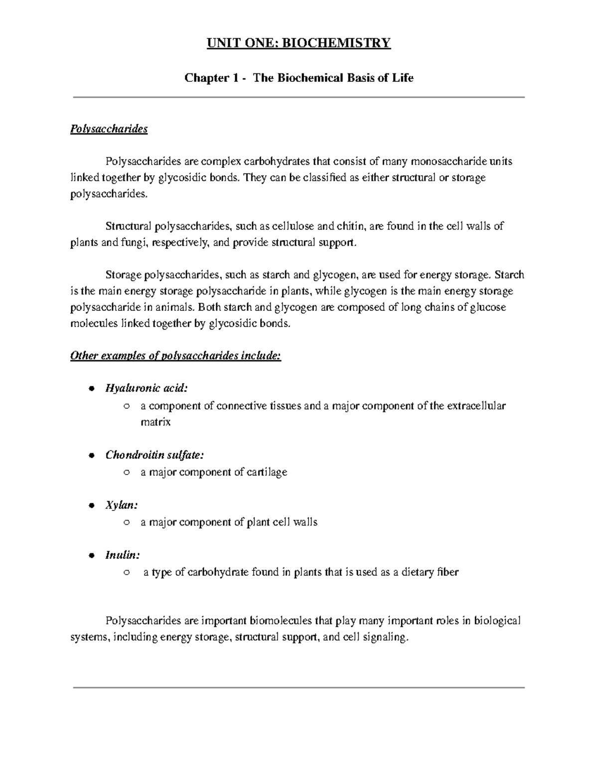 Biochemistry Chapter 1 Section 4 Pt 2 - UNIT ONE: BIOCHEMISTRY Chapter ...