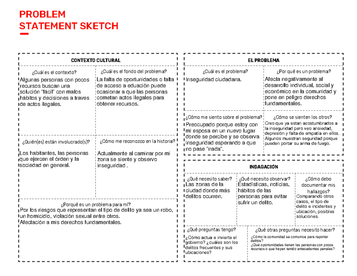 Toolkit Problem Statement Sketch ED - PROBLEM STATEMENT SKETCH ¿Cuál es ...