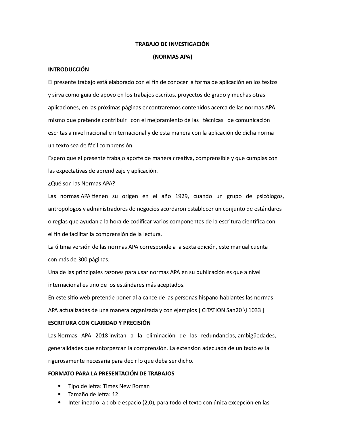 Trabajo De Investigación Normas Apa Trabajo De InvestigaciÓn Normas Apa IntroducciÓn El 5422