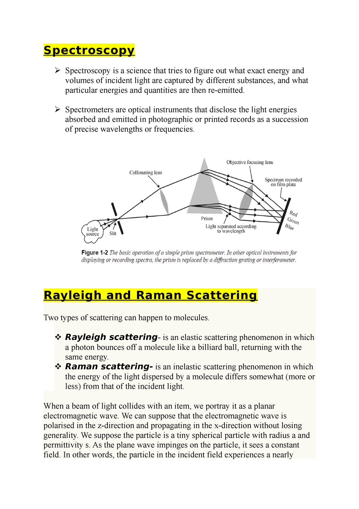 Spectroscopy- Lecture Notes MODULE IV - Spectroscopy Spectroscopy Is A ...