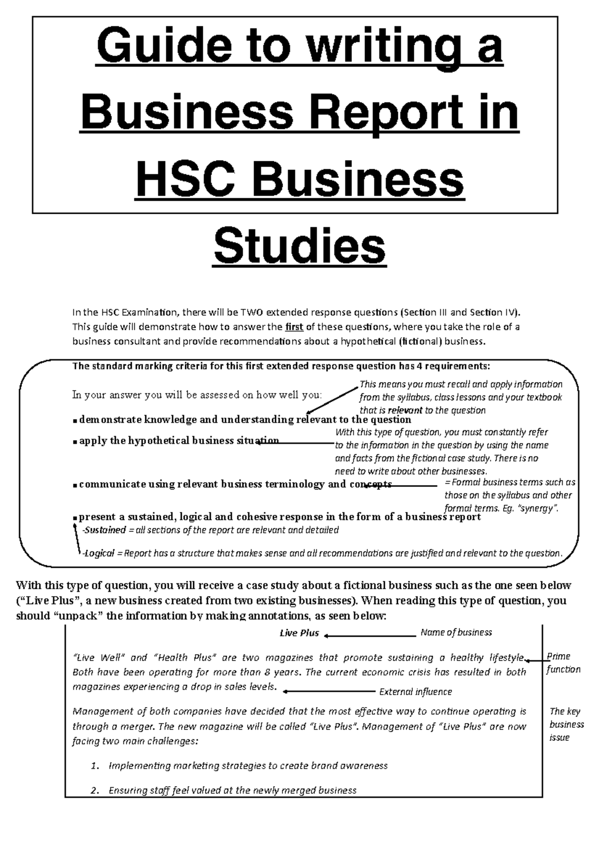 A guide to writing a Business Report in HSC Business Studies - Guide to ...