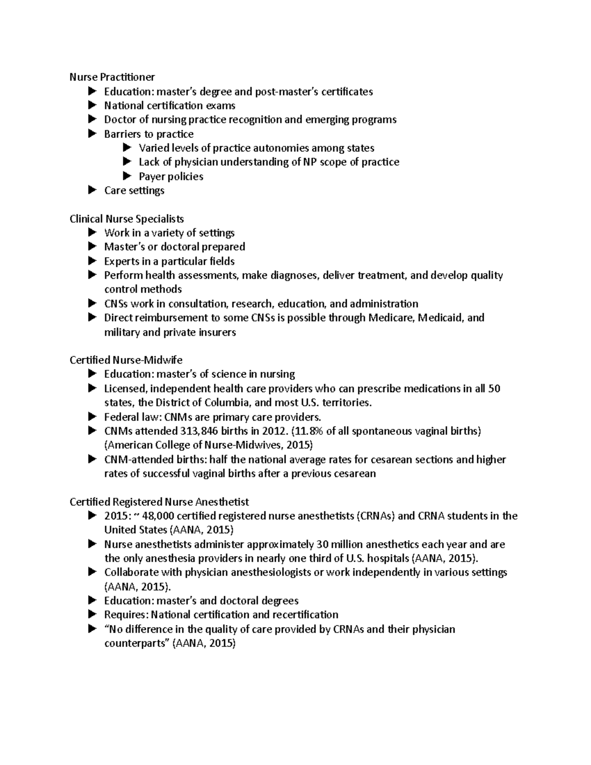 Chapter 1 (Nurs 333) Part 7 Nurse Practitioner u Education master’s