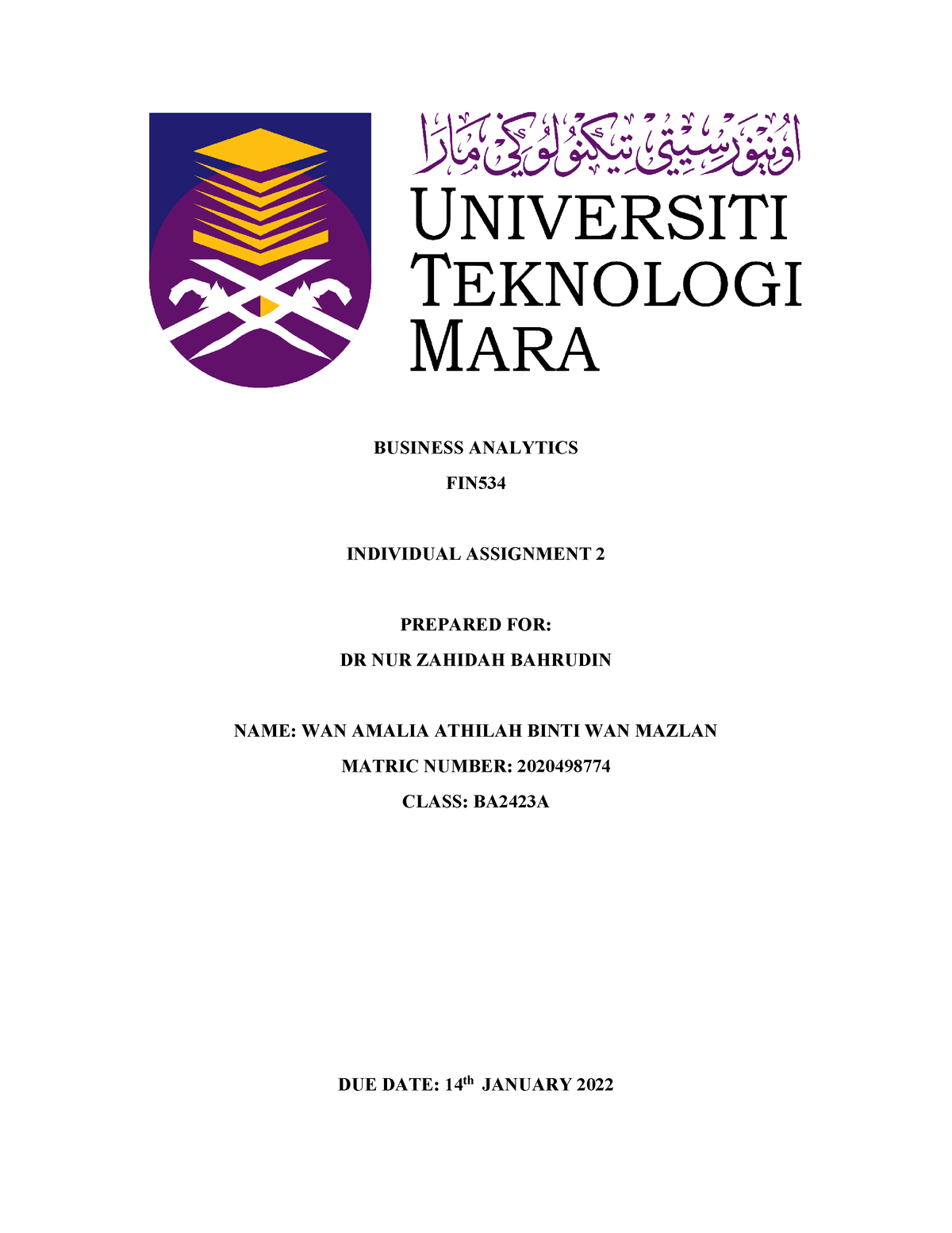 individual assignment fin534