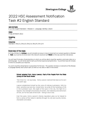 HSC Assessment Task 1 Notification 2022 - Year 12 HSC Assessment ...