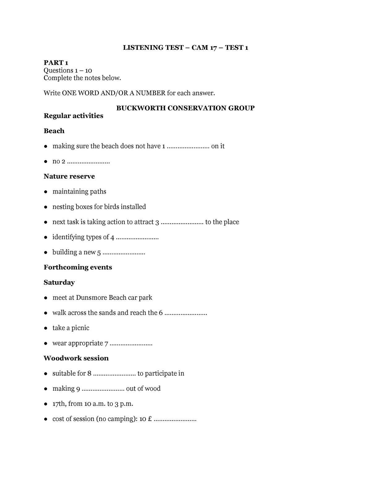 CAM-17-LT1 - IELTS Test Listening Practice Material. - LISTENING TEST ...