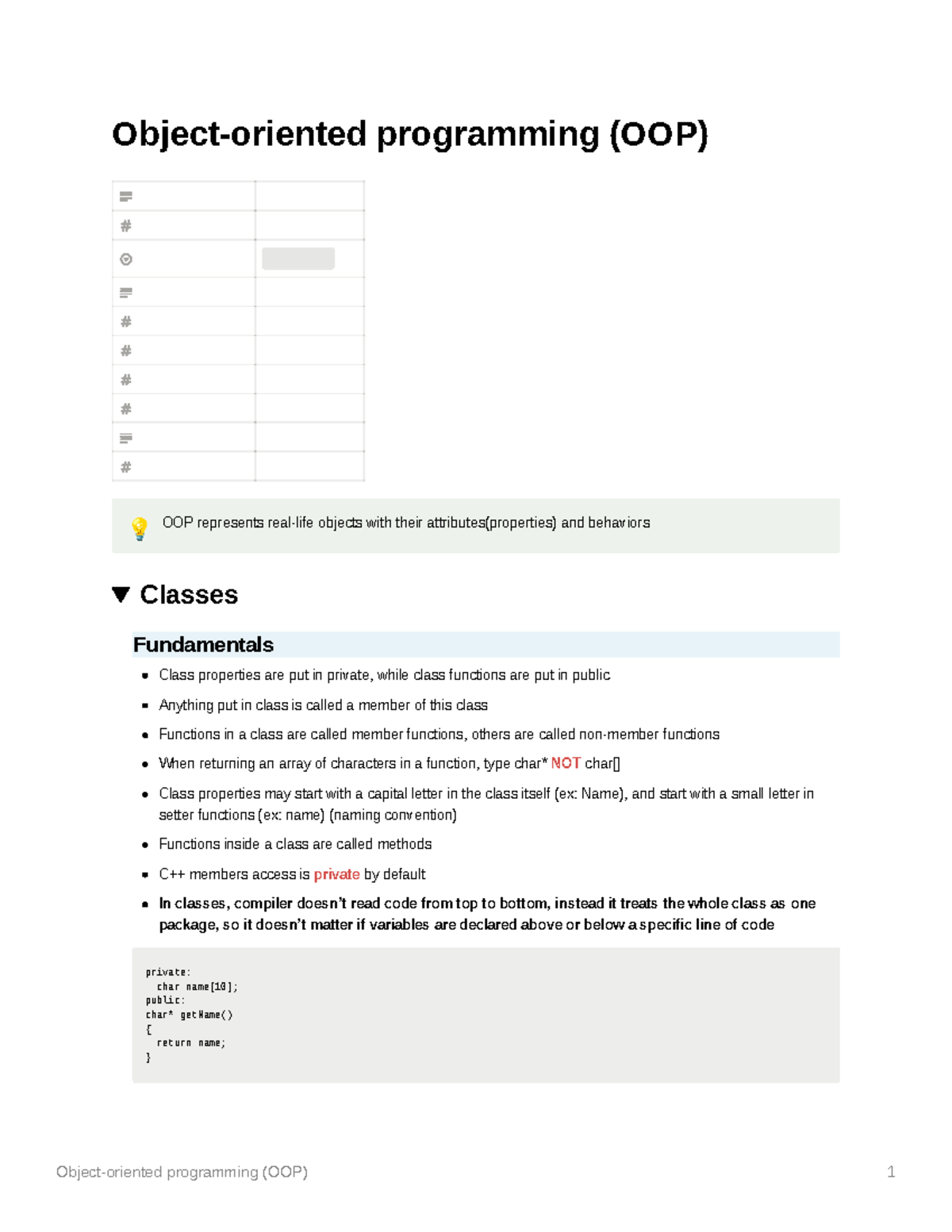 OOP Notes - Object-oriented Programming (OOP) 1 Object-oriented ...