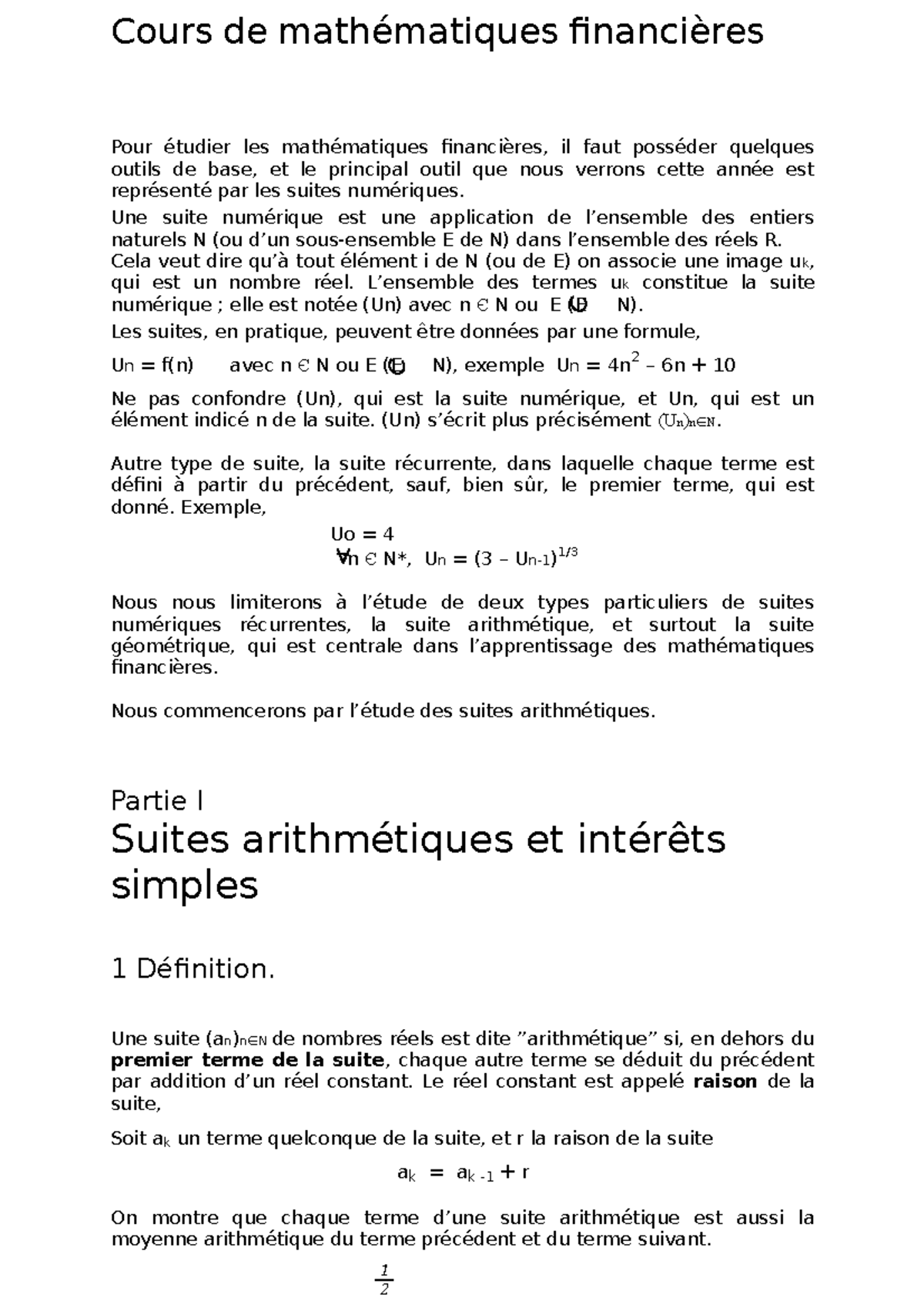 Math Financiere - Math - Cours De Mathématiques Financières Pour ...