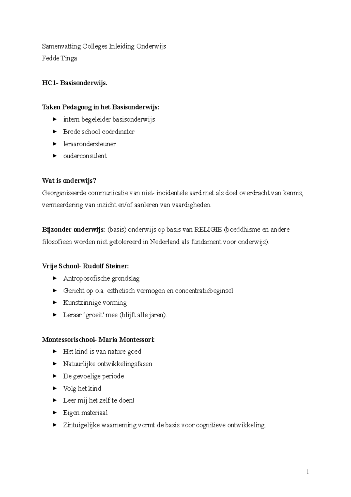 Samenvatting - Werkgroepen 1-3 - Samenvatting Colleges Inleiding ...