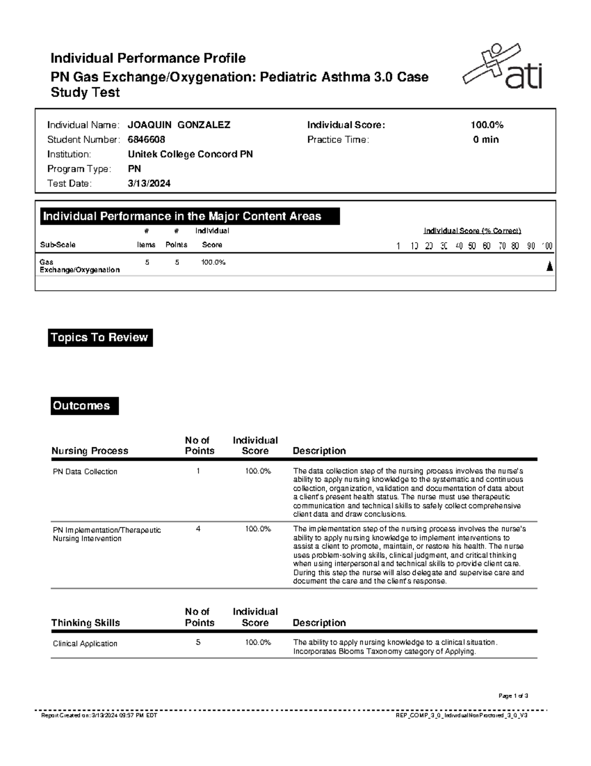 Report (18) - Individual Performance Profile PN Gas Exchange ...