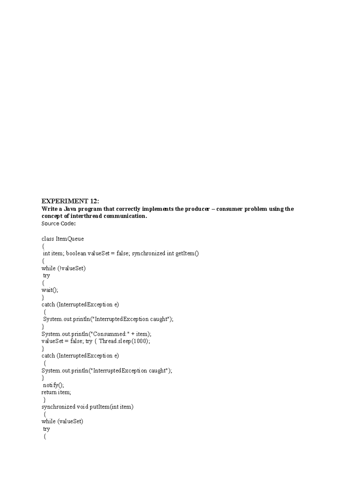Experiment 12 and 13 - SADSFDSGSJFHG - EXPERIMENT 12: Write a Java ...