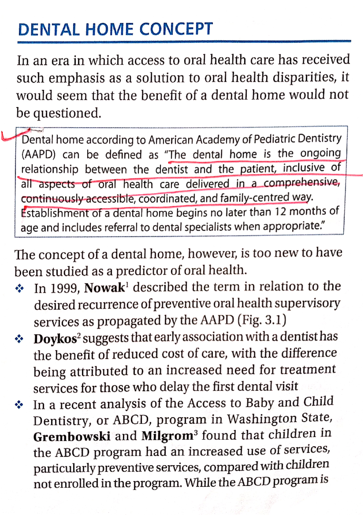 Dental home concept Notes BDS Studocu