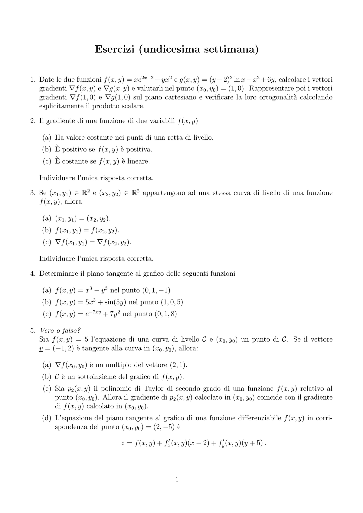 Esercizi 11 Matematica 1000 Studocu