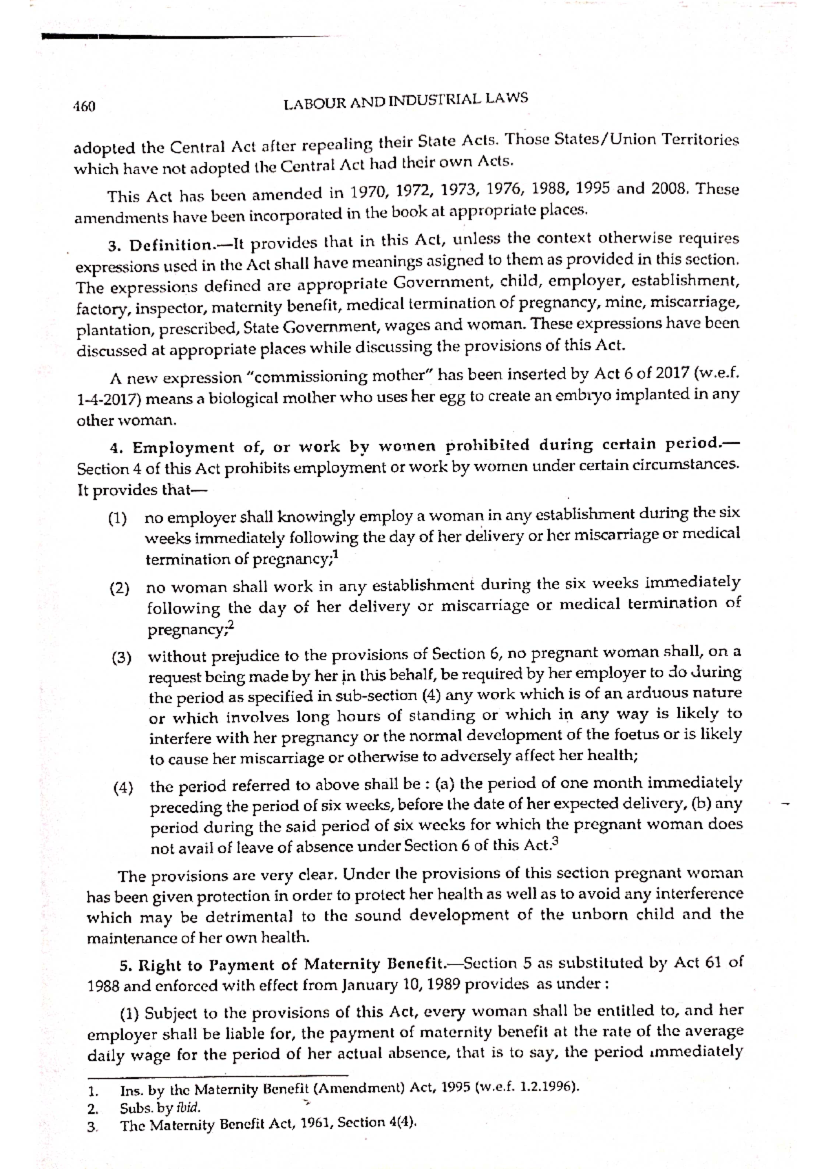 Maternity benefit act 1961 LLb Studocu